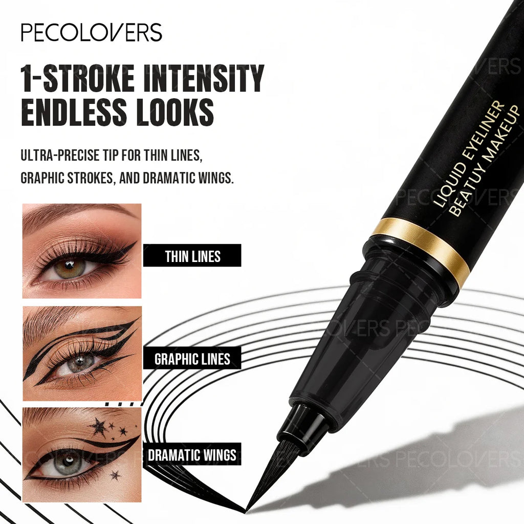 10PCS High-Pigment Black Liquid Eyeliner Kit,Precision Slim Tip Liquid Eye Liner,Fast Drying Transfer-Resistant Formula,No Skipping No Bleeding,Durable All-Day Wear,Suitable for Beginners & Professional Makeup