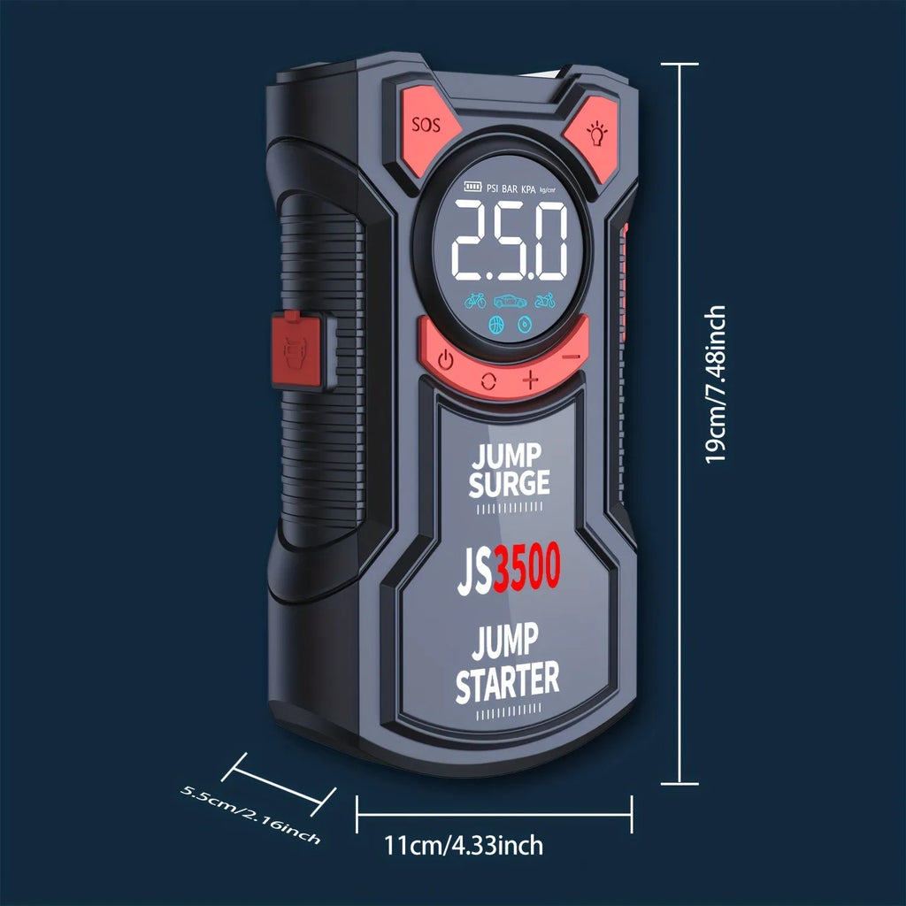 PAIVIROKU 5-in-1 Multifunctional Air Pump Jump Starter with Air Compressor 3000A Peak/150PSI Battery Jump Starter Digital Tire Inflator