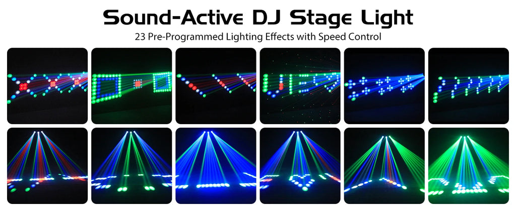 Fieryzeal 2PCS 30W RGBW 192LED Stage Light 3 Heads Airship Projector Lamp DMX512 Patterns Stage Effect Light for DJ Disco Party
