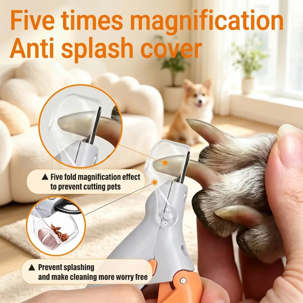 Pet Nail Clipper with LED Light & 5X Magnifying, Dog & Cat Claw Trimmer, Pet Grooming Tool for Easy Nail Care