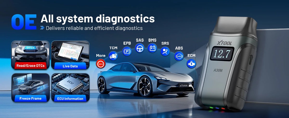 A30M V2.0 All System Car Diagnostic Tools Bluetooth OBD2 Scanner Active Test 26+ Reset CAN FD