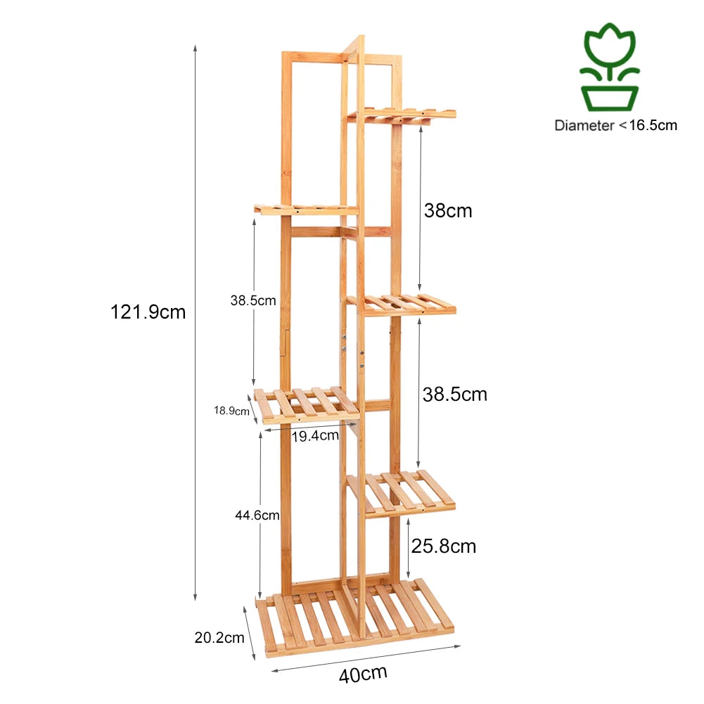 Bamboo Plant Stand, 6/7-Pot Vertical Corner Flower Shelf for Indoor and Outdoor