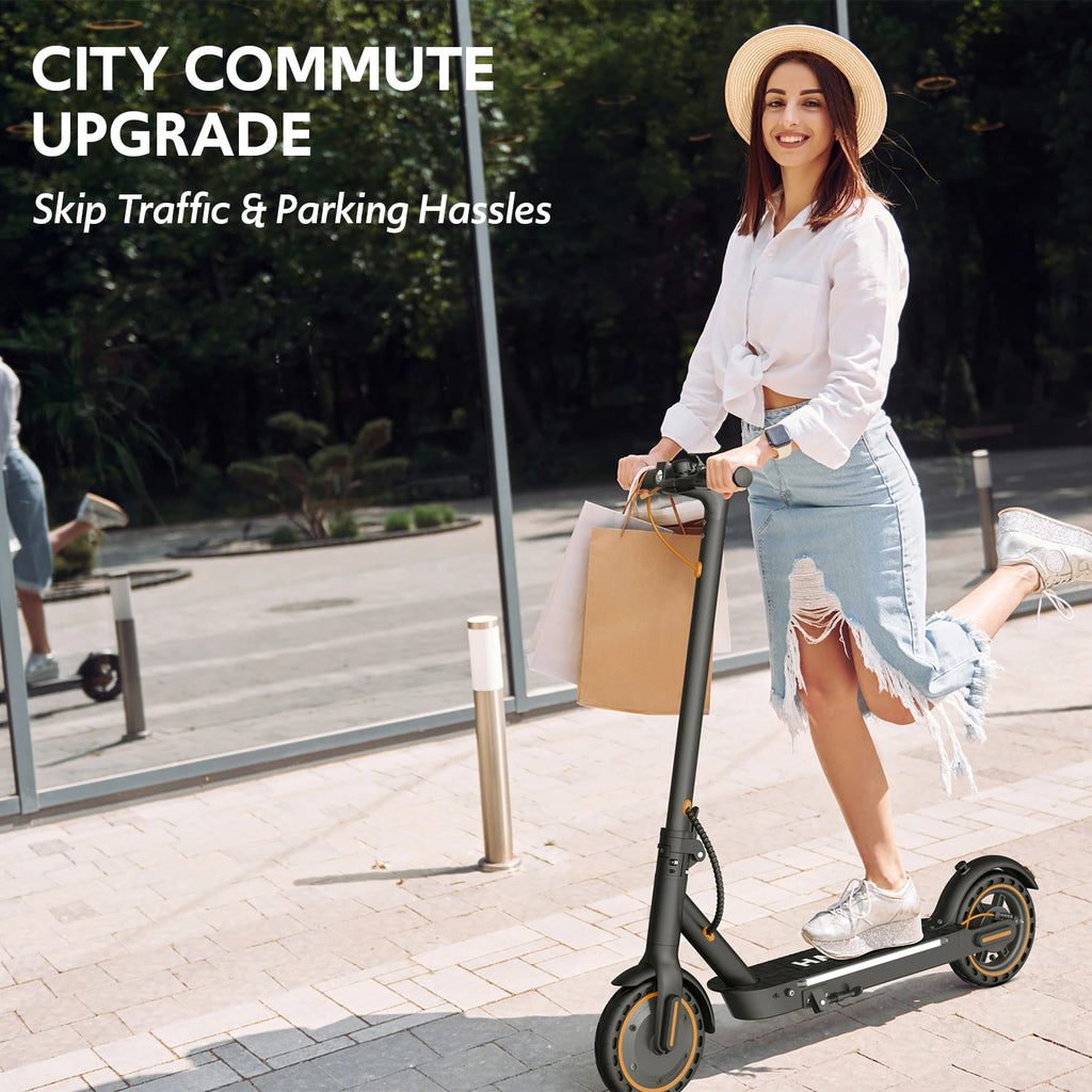 Electric Scooter for Adults, Up to 19 Miles & 19 MPH, 550W Motor, Front Suspension, Built-in Side Lights