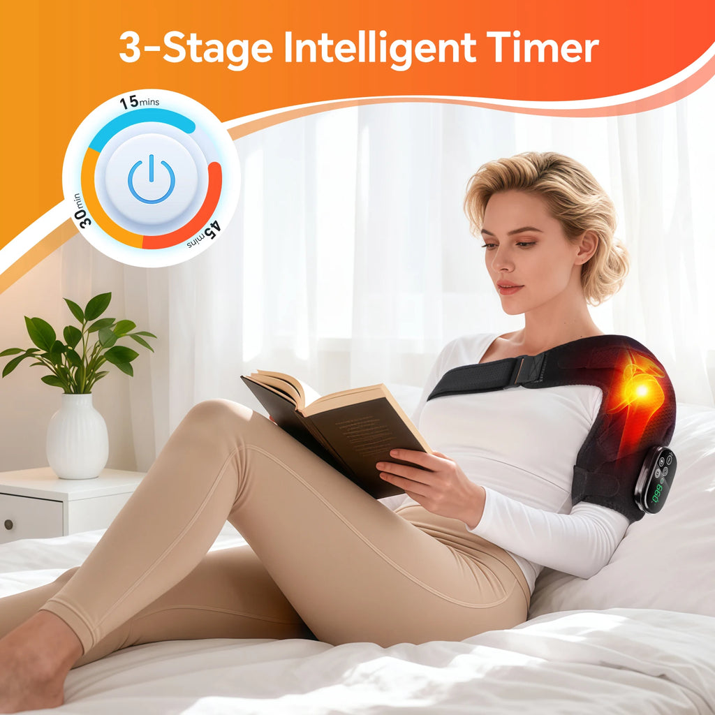 Heated Shoulder Brace and Massager, Adjustable Electric Heating Wrap for Shoulder and Arm