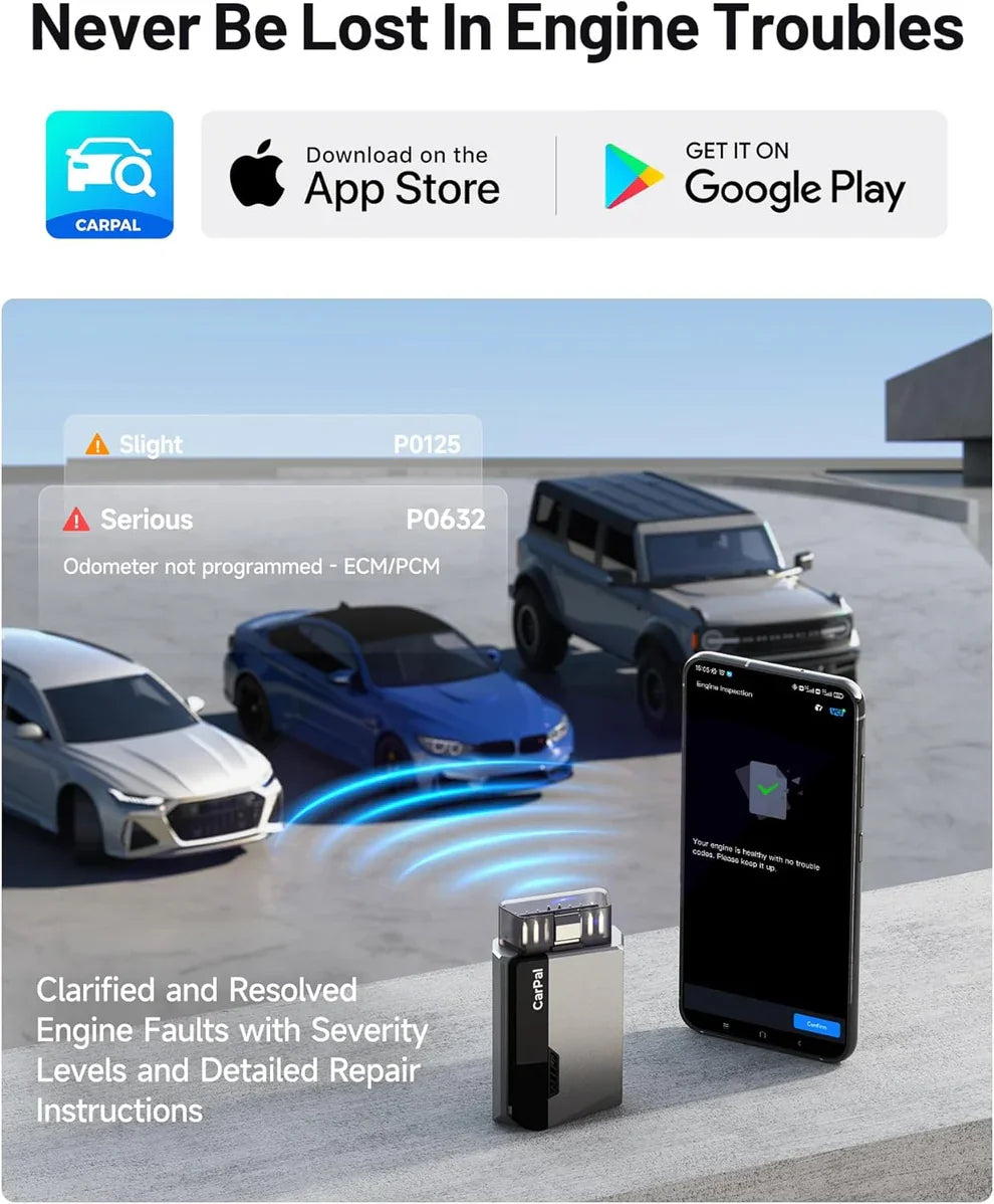 TOPDON OBD2 Bluetooth Scanner Code Reader All System 6 Reset OBD 2 Auto Diagnostic Tool OBD2 Scanner Battery Tester Carpal