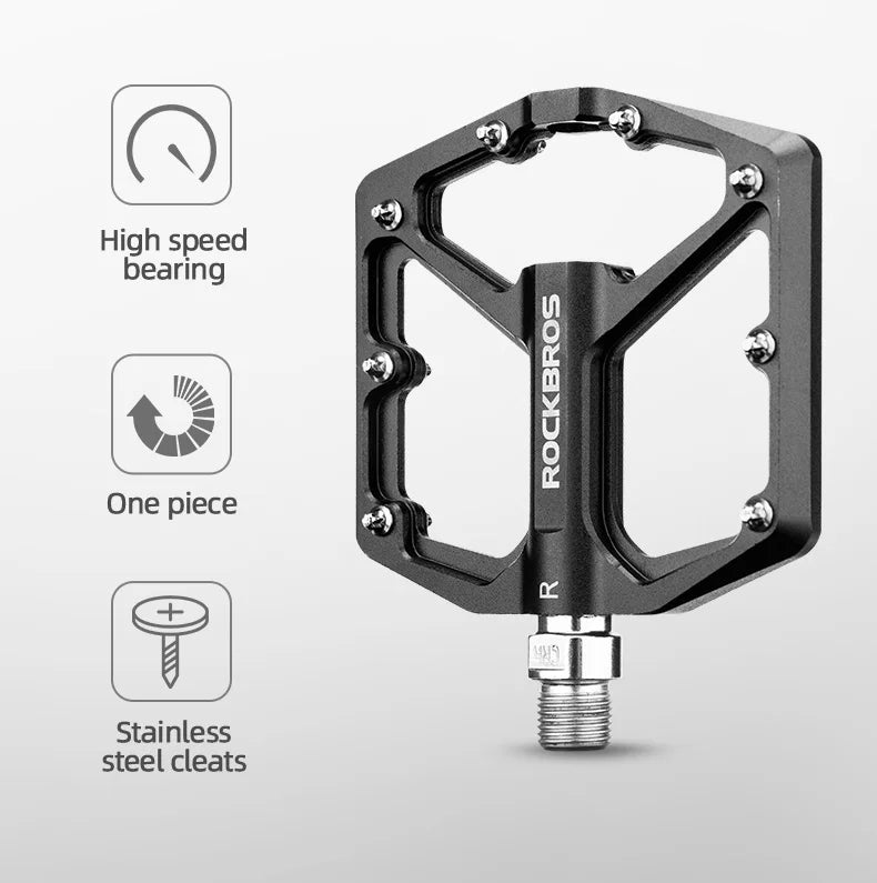 ROCKBROS Bike Pedals Aluminum Alloy MTB Road Anti-slip Ultralight Sealed Bearing One-piece Molding Anti-oxidation Bicycle Pedals