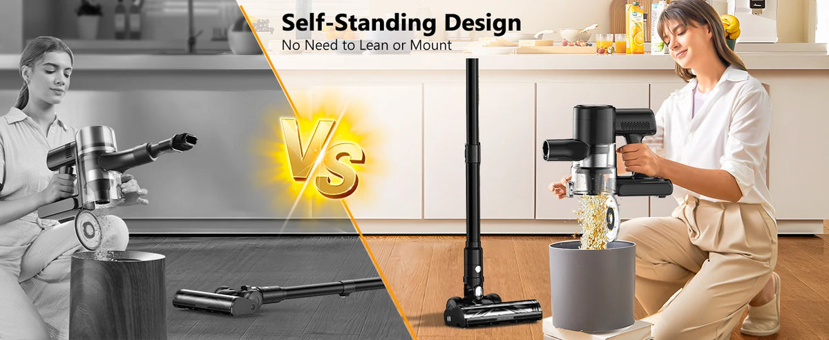 Cordless Vacuum Cleaner, 55Kpa/55min Self-Standing Powerful Stick Lightweight Vacuum Cleaner for Home Fur/Hard Floor/Rug