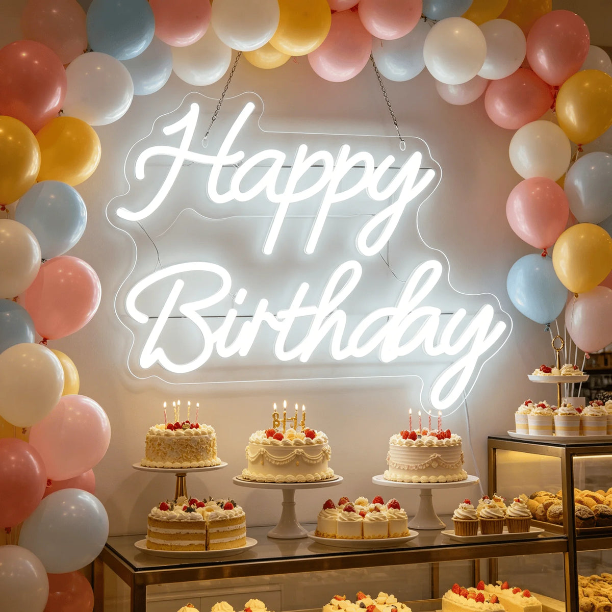 Happy Birthday LED Neon Sign, USB Powered