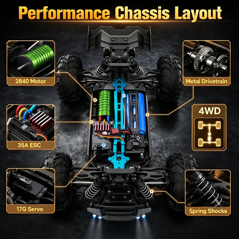 16102 Brushless 4WD RC Car with LED Lights