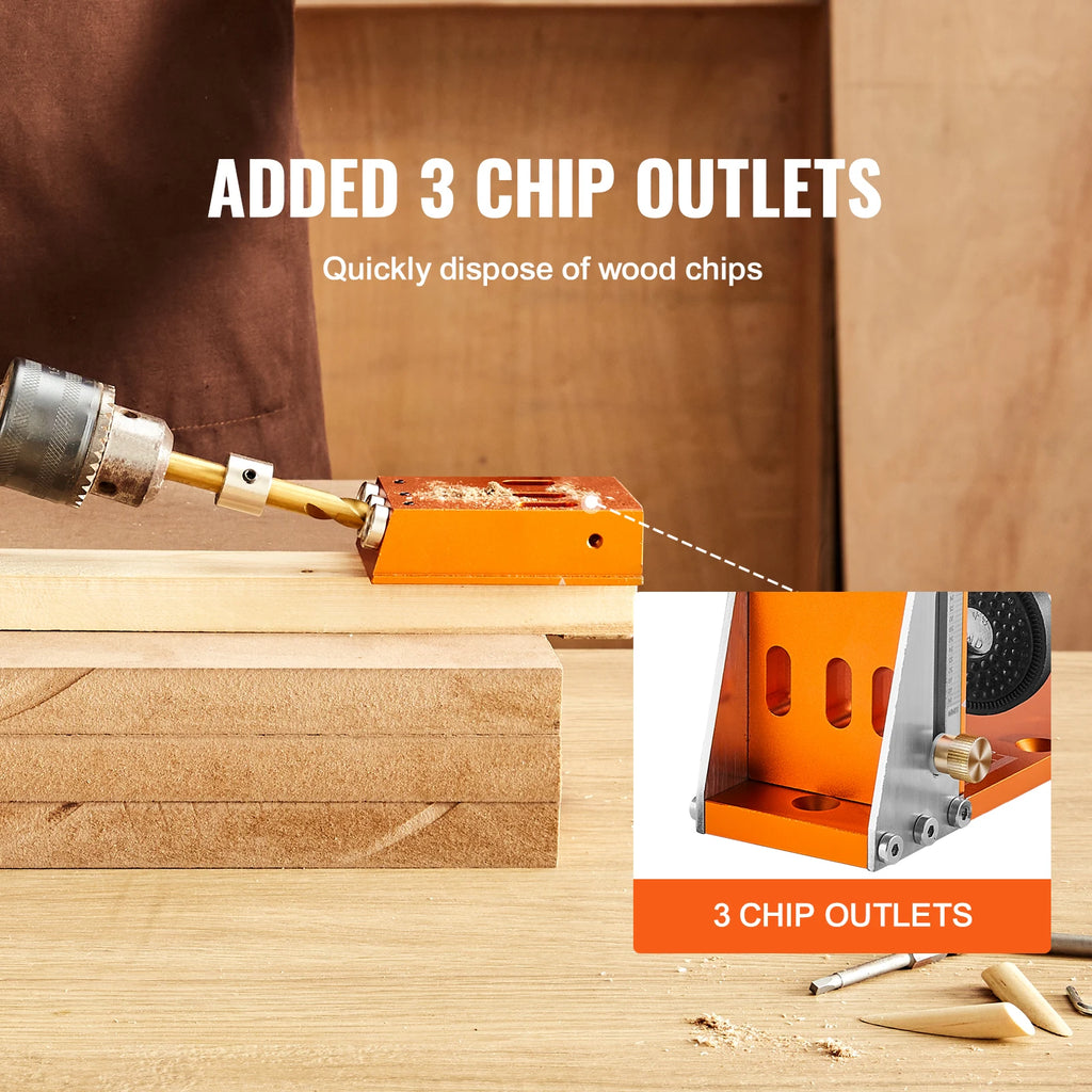 SucceBuy 30 Pcs Pocket Hole Jig Kit Adjustable & Easy to Use Pocket Hole Jig System with Step Drills Wrenches Drill Stop Rings