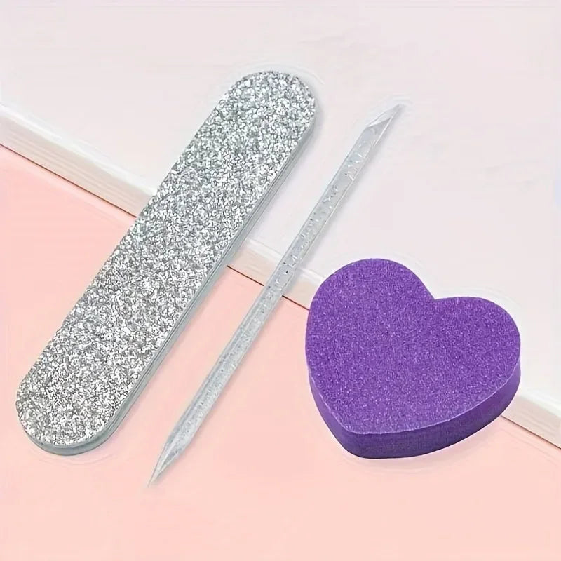 Pink Glitter Nail Care Kit, 12 Pieces
