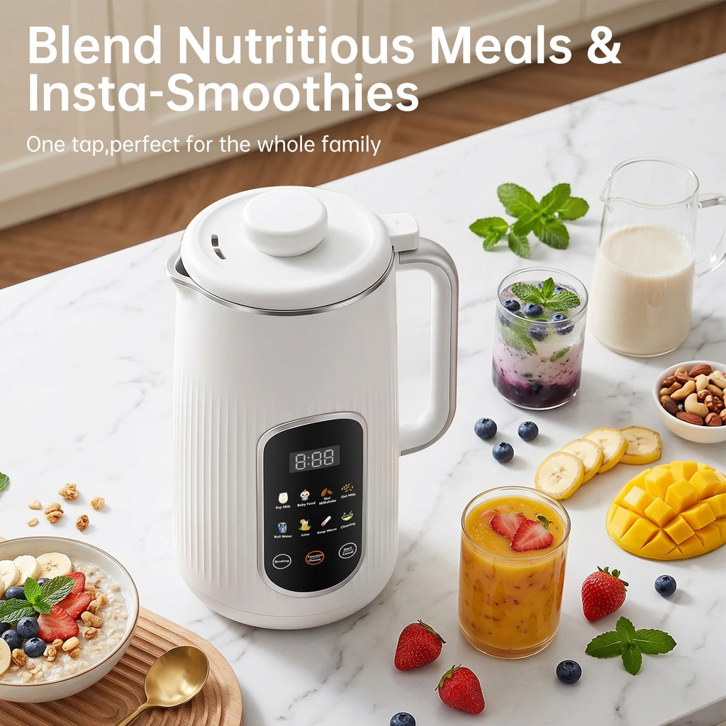 （ stainless steel inner lid）8 in 1 Nut Milk Maker Machine, 42oz IMD Screen Almond Milk Maker, Soy Milk Maker with Self-Cleaning, Delay Start, Keep Warm, Boil Water, Automatic Plant-Based Milk Blender for Soybean, Oat, Coc