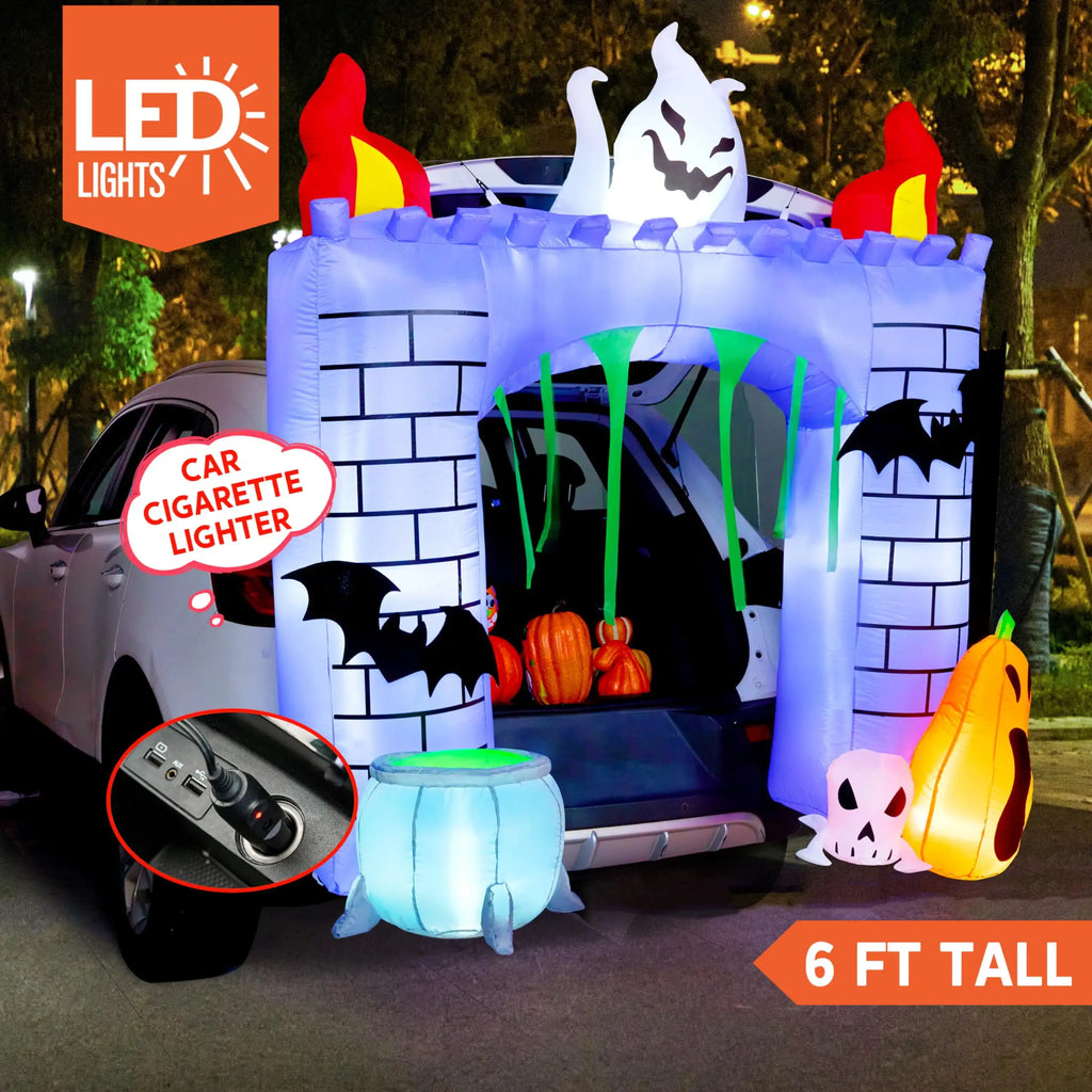 Halloween 6 ft Inflatable Haunted Castle with Ghost and Pumpkin