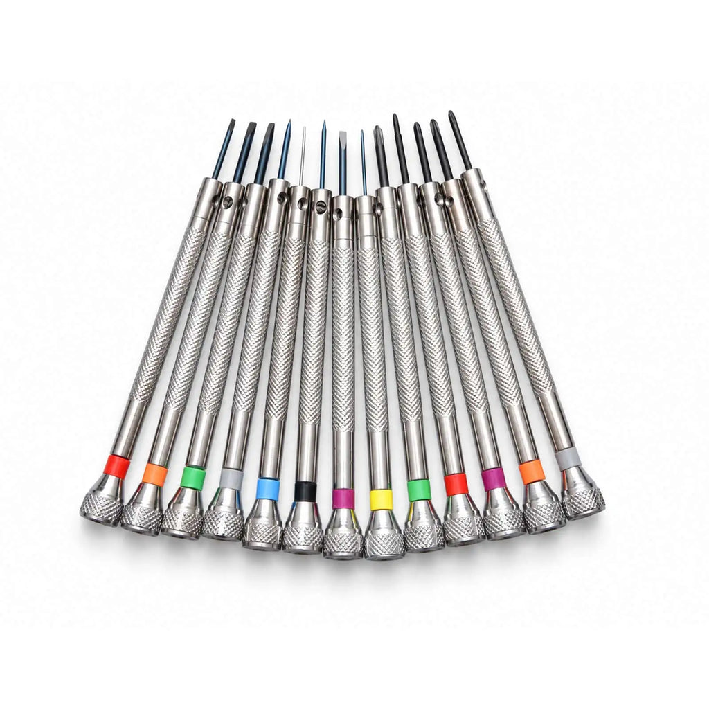 13PCS/Set 0.6-2.0mm Slotted Cross Screwdriver Set Professional Watchmakers Watch Repair Screwdrivers Tool Kit
