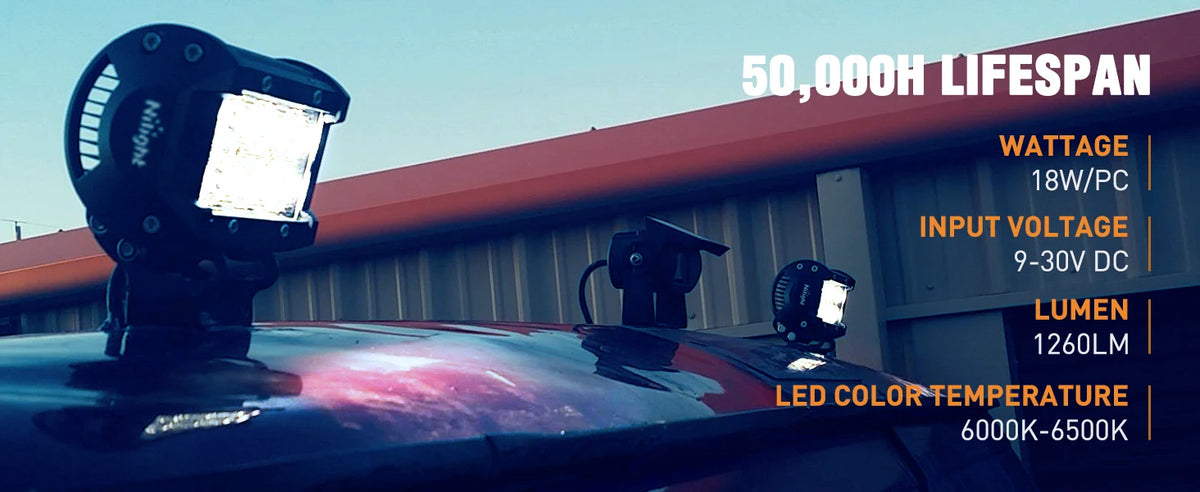 Nilight LED Pods 4PCS 18W 1260lm Flood LED Light Bar Driving Fog Light Off Road Lights Work Light 24V 12V For Motorcycles Van Camper Wagon Car Pickup ATV UTV SUV Truck Boat