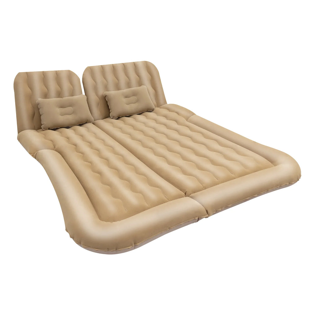 Inflatable Car Back Seat Air Mattress, Foldable Flocked Travel Bed with Pump