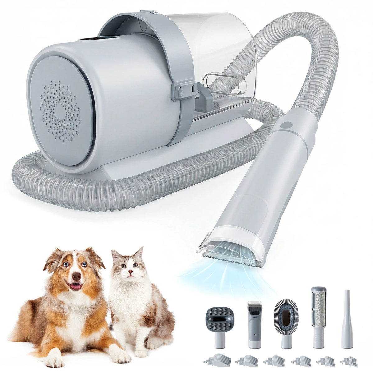 JHK 2.5L Pet Grooming Vacuum Kit with 5 Tools and Low-Noise Dog Clipper