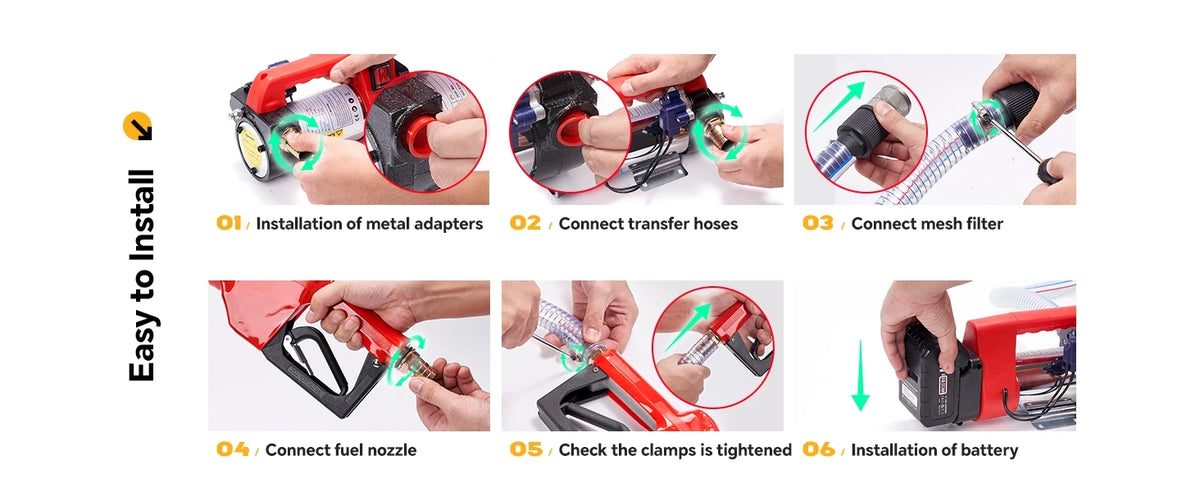 Taskstar Cordless Electric Diesel Transfer Kit with 2x6.6FT Hoses 12GPM Fuel Transfer Pump for 18V Makita Battery Pin
