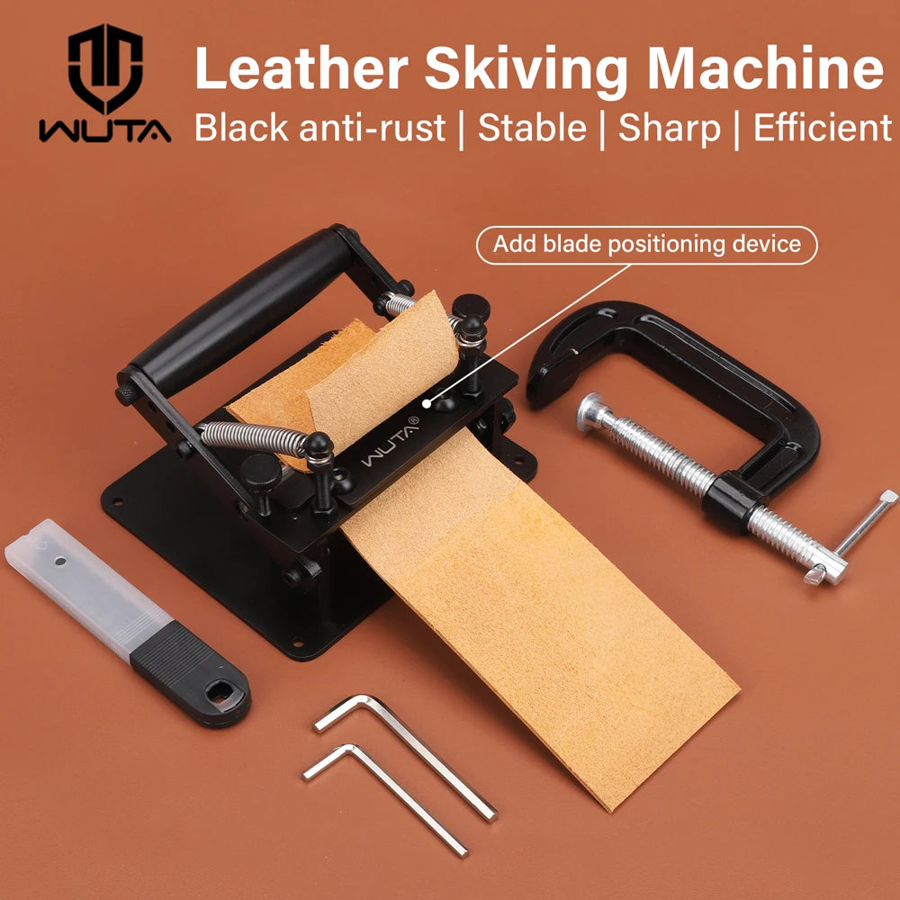 WUTA Manual Leather Skiving Machine Strip Belt Thinning Skiver Splitter Cowhide Leather Peeling Machine DIY Strap Cutting Tools