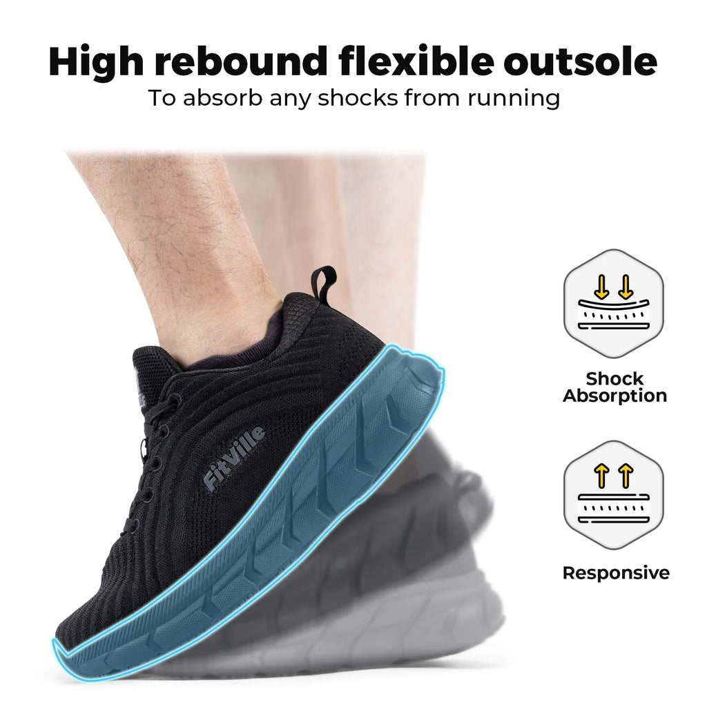 FitVille Men's Extra Wide Toe Box Shoes, Cushioned Non-Slip Lightweight Walking Sneakers