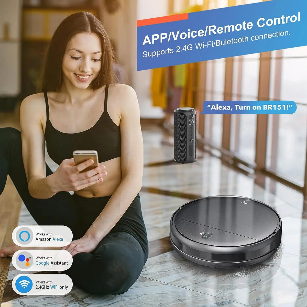 OMESER Robot Vacuum Cleaner 15kPa Power Auto Charging App Control Water Tank Wet Mopping Robot Vacuum Cleaner Electric Sweeper