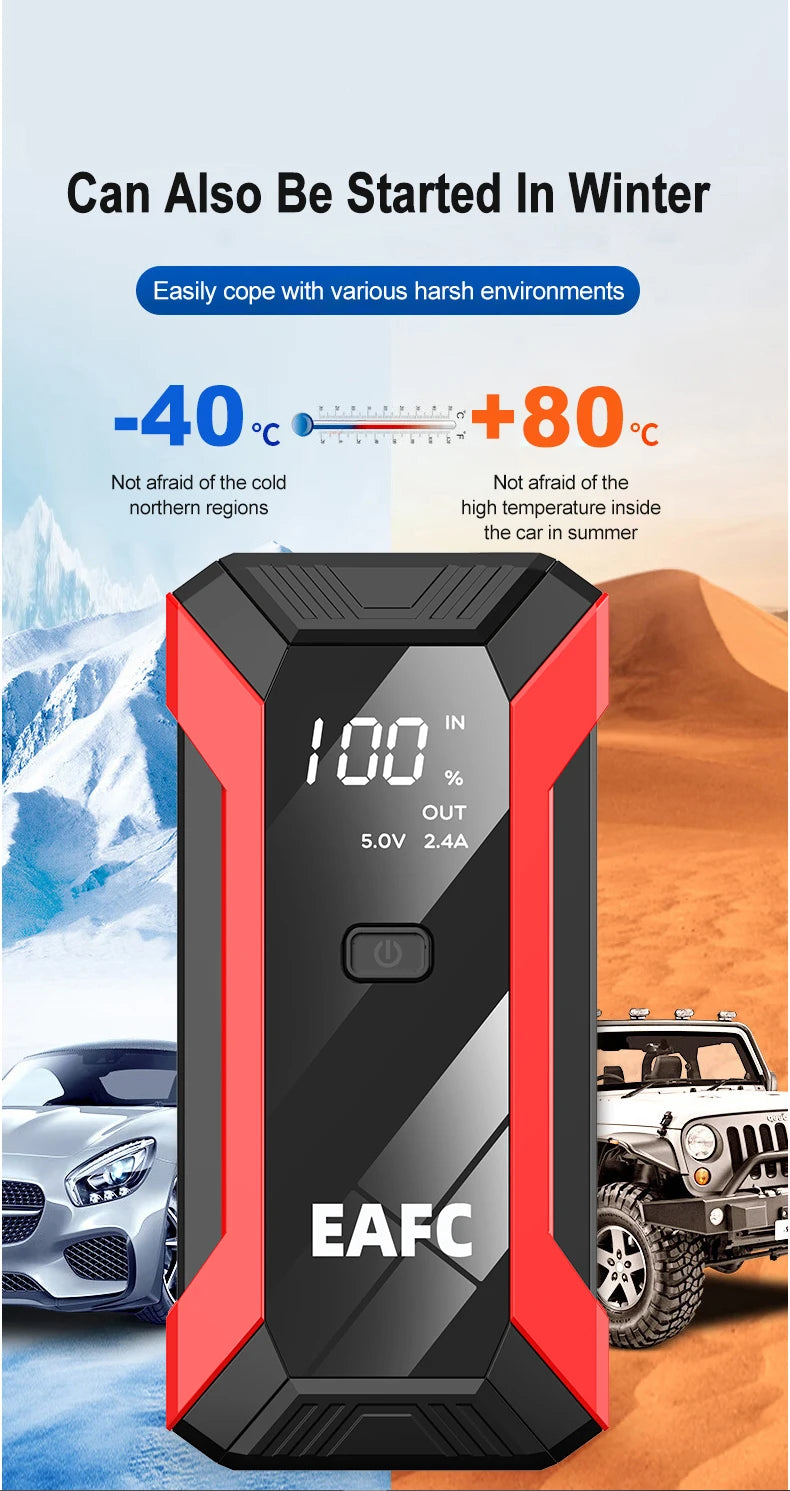 2026 Car Jump Starter 2000A/1200A Car Battery Charger Emergency Power Bank Booster for 12V Petrol Diesel Vehicles Starting