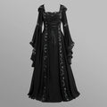 Vintage Medieval Dress Gothic Cosplay Women'S Dress Halloween Costume Victorian Court Bandage Flare Sleeve Floor Length Dress