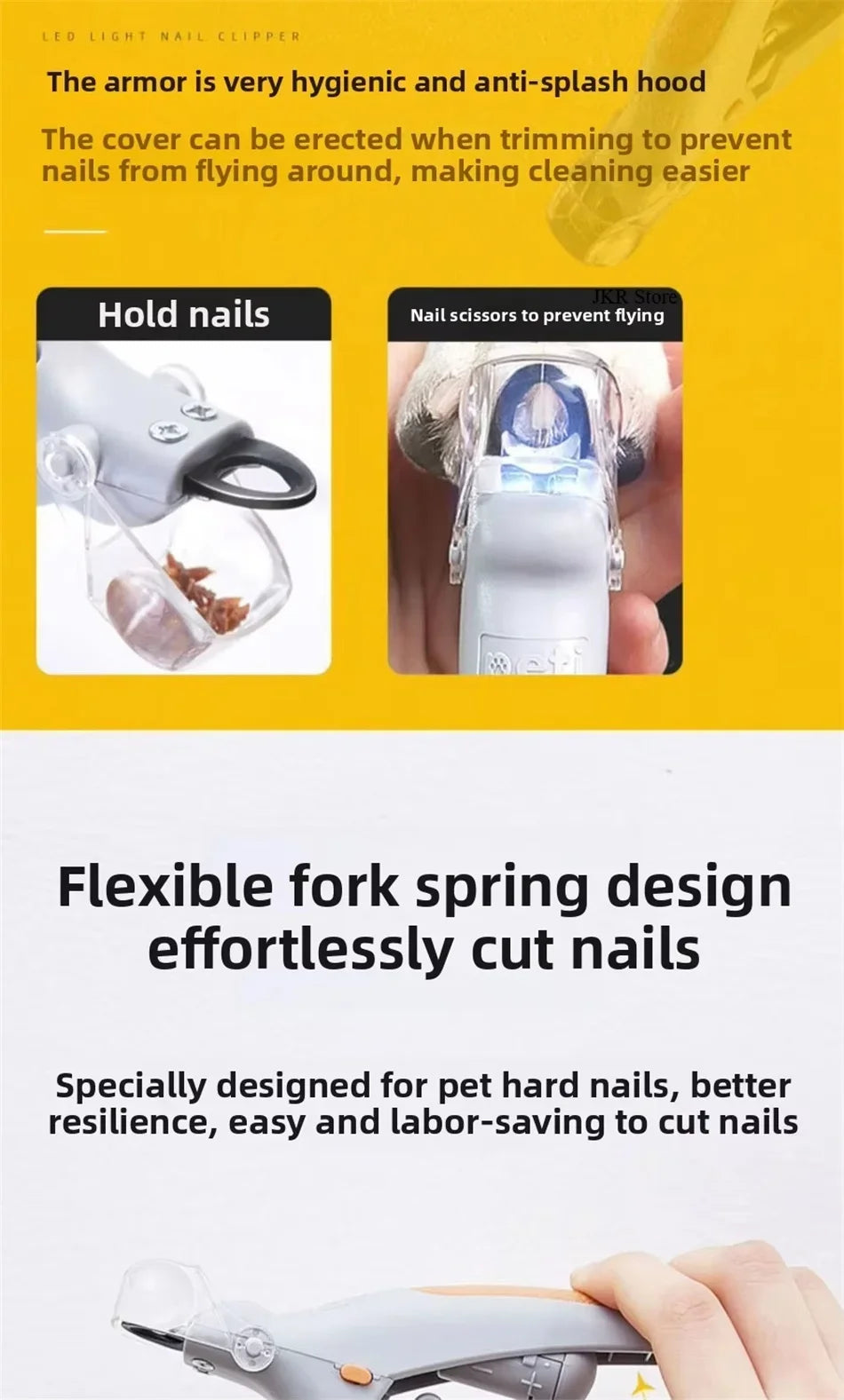 LED Pet Nail Clipper with 5X Magnifying Lens, Dog Cat Nail Trimming Scissors, Safe Claw Grooming Tool for Pets