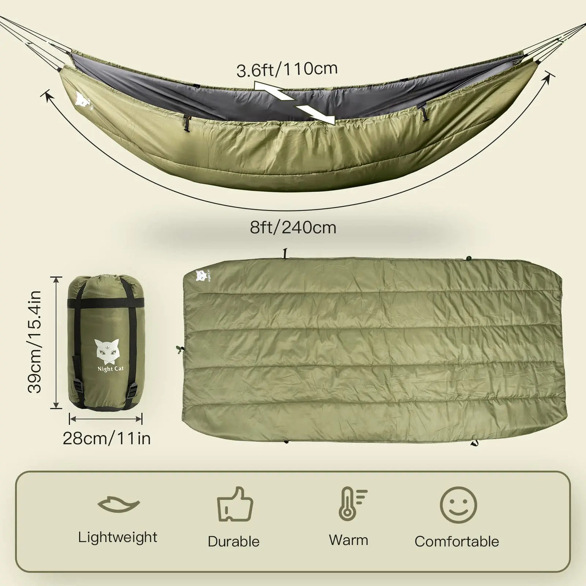 Hammock Underquilt, Insulated 4-Season Under Blanket