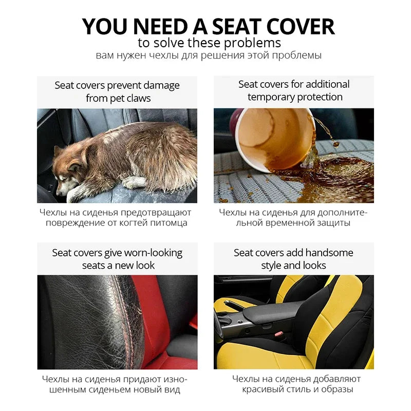 AUTOYOUTH Embroidered Car Seat Covers Full Set, Universal Fit with Tire Track Detail