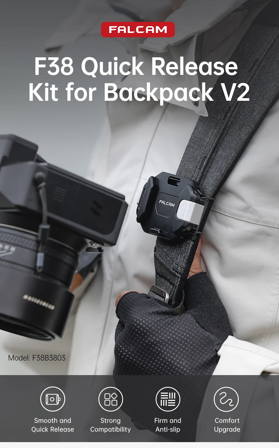 Ulanzi Falcam F38 Quick Release Shoulder Strap /Backpack Base /Kit V2 Compatible With F38 PD Fotopro PGY Quick Release Plate