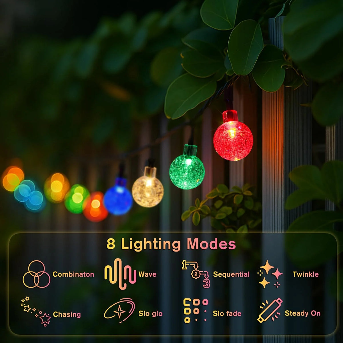 100 LED Solar Bubble Ball String Lights, 39ft