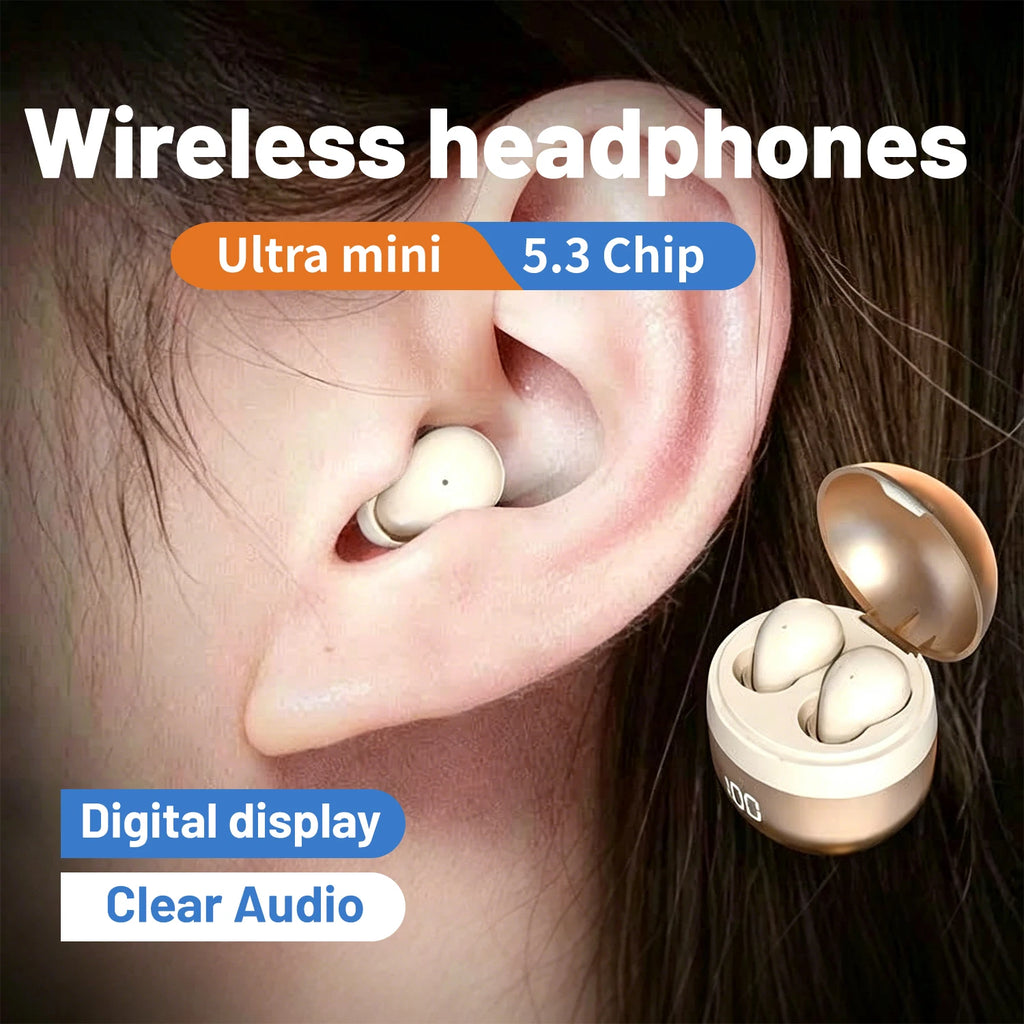 Small Wireless Bluetooth Headphones, Side Sleeping Not Pressing Ear And Sports Invisible In Ear Noise Cancelling Earphones, Low Latency