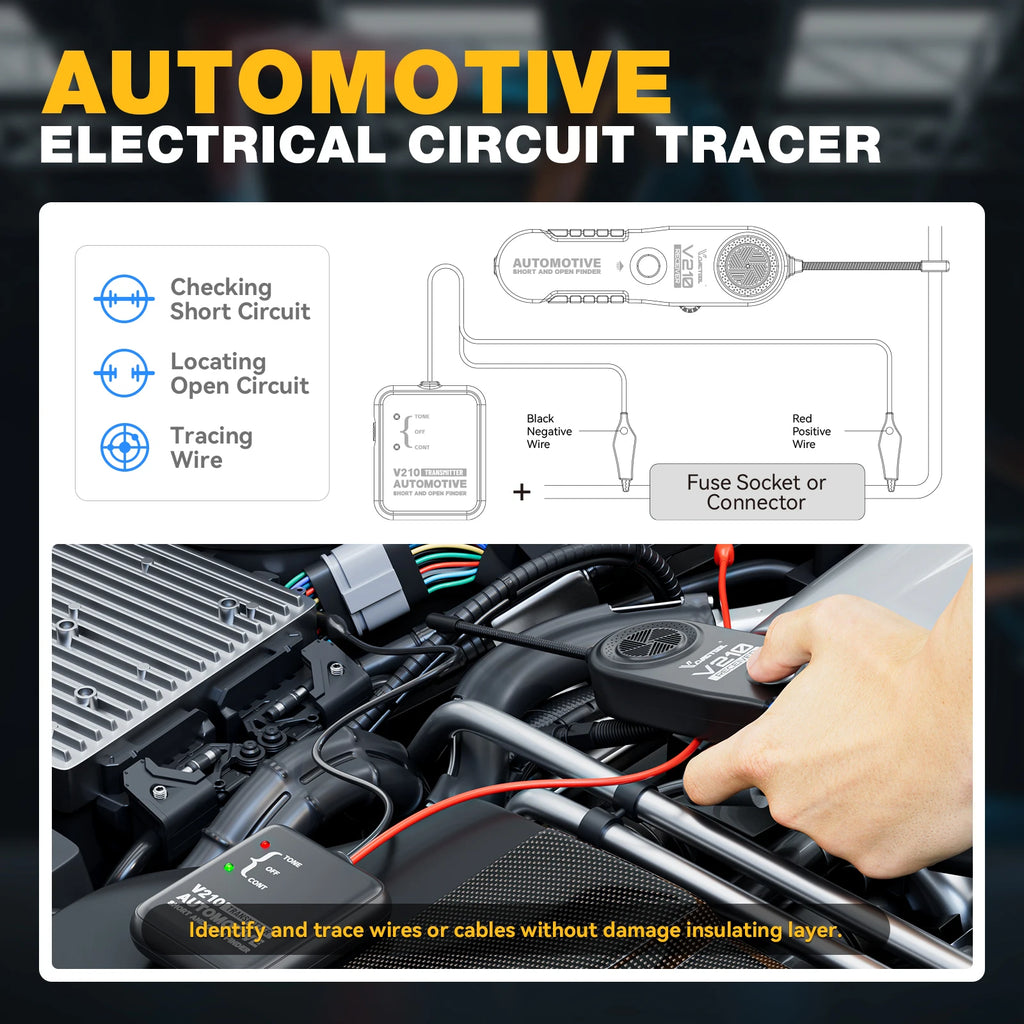 VDIAGTOOL V210 Automotive Circuit Tester 6V-42V Open & Short Finder Checker Car Repair Cable Circuit Wire Tracker Analyzer Tool