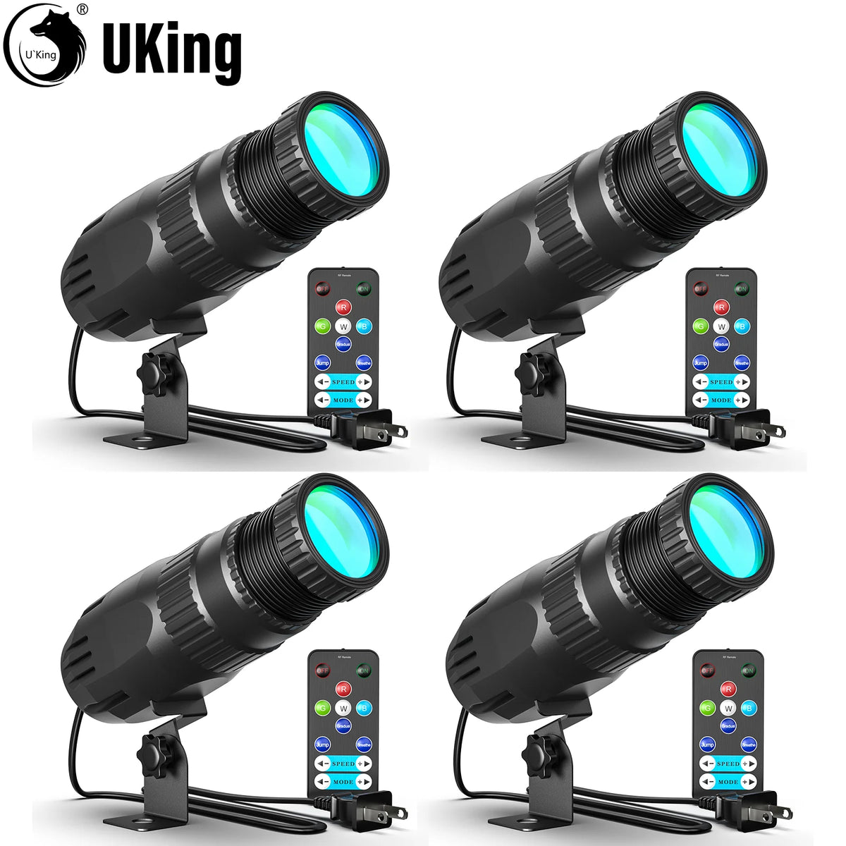 U'King 4Pcs 10W LED Mini Spotlights Manual Focus RGBW Pinspot Stage Lights For DJ Disco KTV Bar Nightclub Show Wedding Party