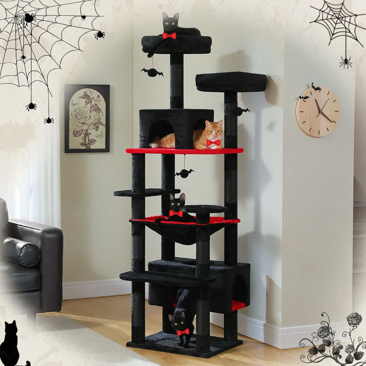 Large Cat Tree and Tower for Indoor Cats with Sisal Scratching Posts, Hammock, Padded Perches and Condos