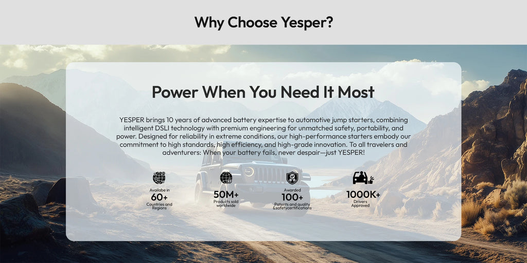 YESPER 2000A Jump Starter & 150PSI Air Compressor 2-in-1, 12V Portable Emergency Booster for 8L Gas 6L Diesel Car SUV Truck