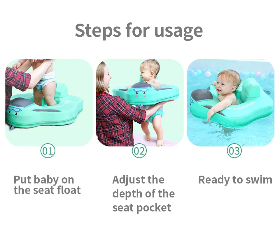Baby Float with Seat Large Swimming Ring for Infant No Inflation Pool Accessories 6-18-24 Months Pool Game Toys