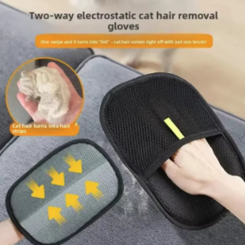 Pet Grooming Deshedding Gloves, Pet Hair Remover Brush Glove for Dog, Cat, Rabbit, Long Short Curly Fur