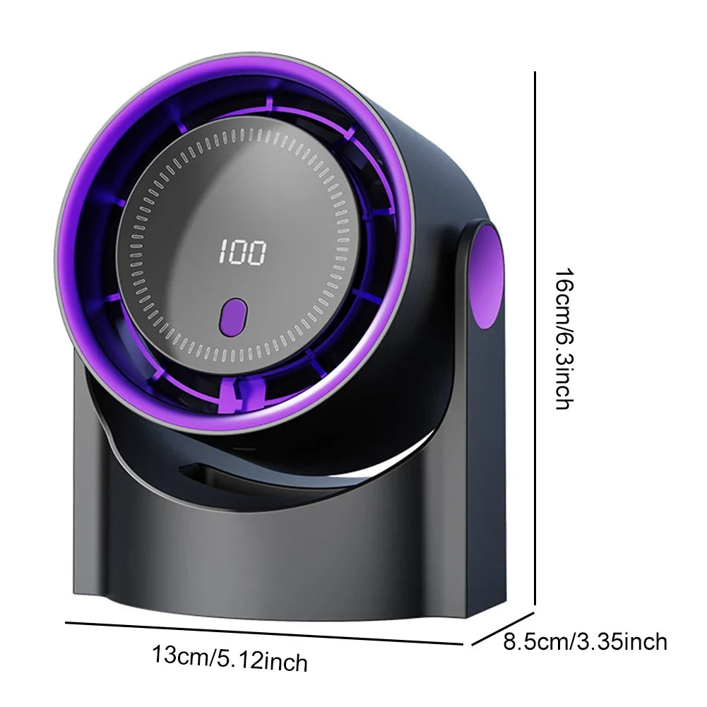 100 Level Bladeless Fan 4000mA Rechargeable Portable Desk Fan Digital Display High-speed Circulating Cooling Fan for Home Office