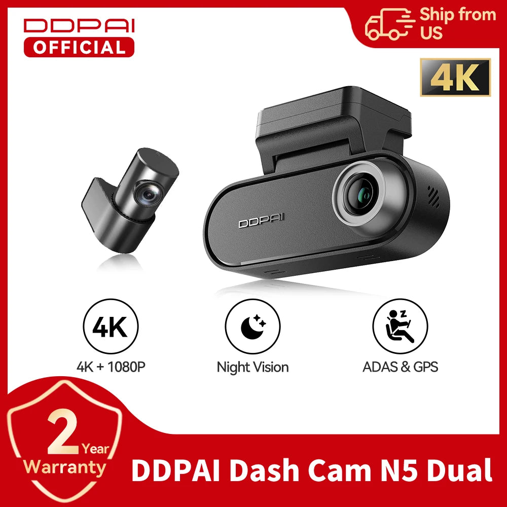 DDPAI N5 Dual 4K Front & Rear Dash Cam