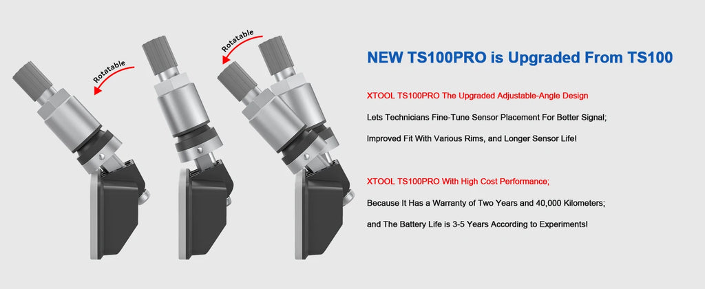 Newest XTOOL TS100PRO Sensor 2 IN 1 315MHz 433MHz 4 PCS Metal TPMS TS100 Sensor Automotive Tire Repair Tools Programming TS100