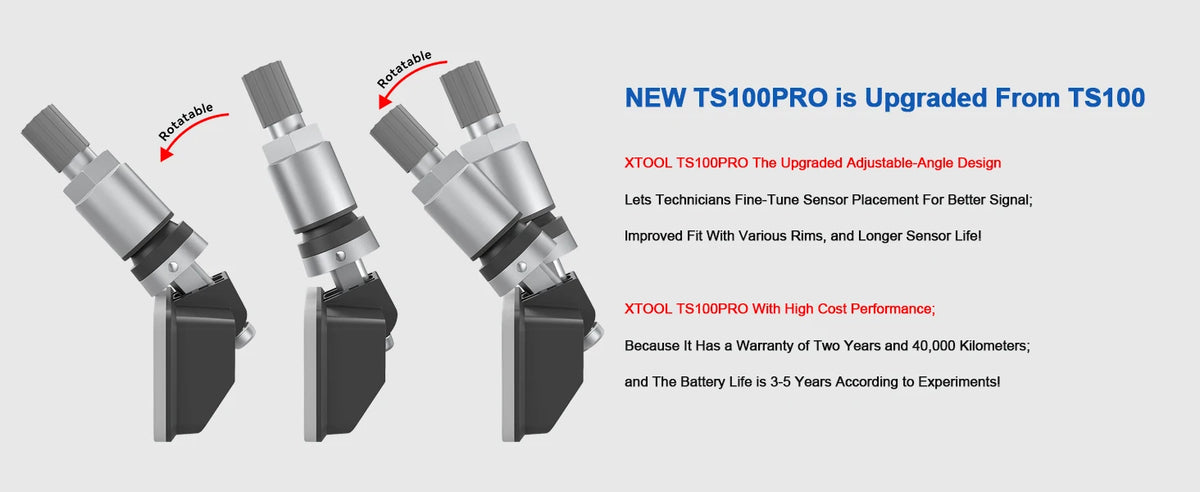 Newest XTOOL TS100PRO Sensor 2 IN 1 315MHz 433MHz 4 PCS Metal TPMS TS100 Sensor Automotive Tire Repair Tools Programming TS100