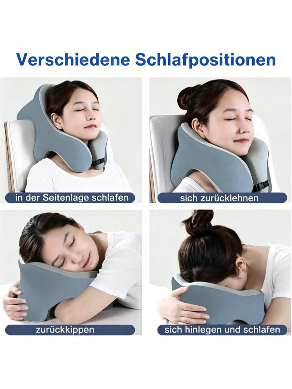 360° Head Support Memory Foam 2-In-1 Neck Pillow, With Storage Bag, Adjustable Buckle, Suitable For Travel, Home, Office And Gaming