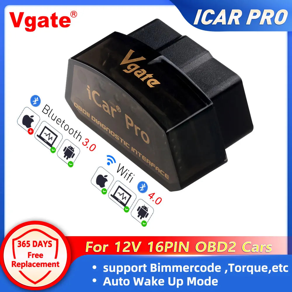 Vgate ICar Pro Bluetooth 3.0/4.0/WiFi Android/PC/iOS Supports Auto Wake Up Mode Elm327 V2.1 OBDII Code Reader Diagnostic Tool