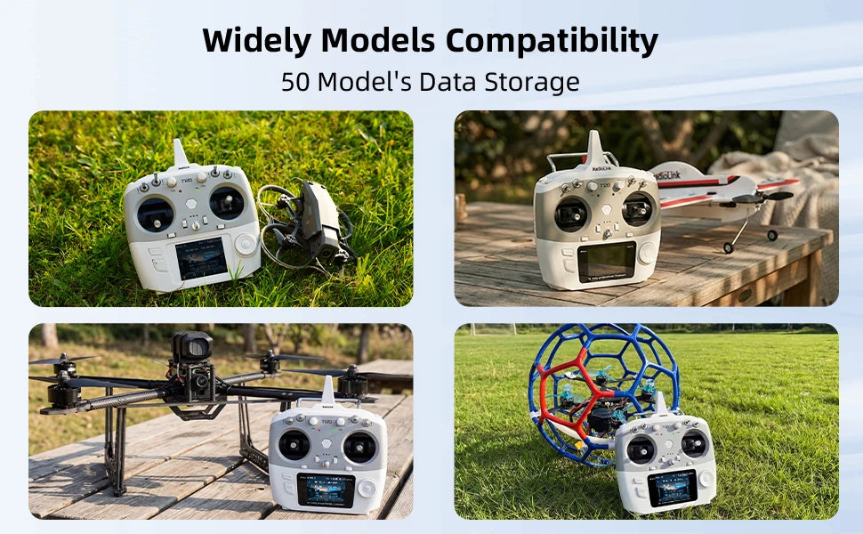 RadioLink T12D JR Module 12CH 2.4GHz RC Transmitter & R12F 8 Programmable Mix FHSS 50 Models 4KM for FPV Fixed Drone Car Boat