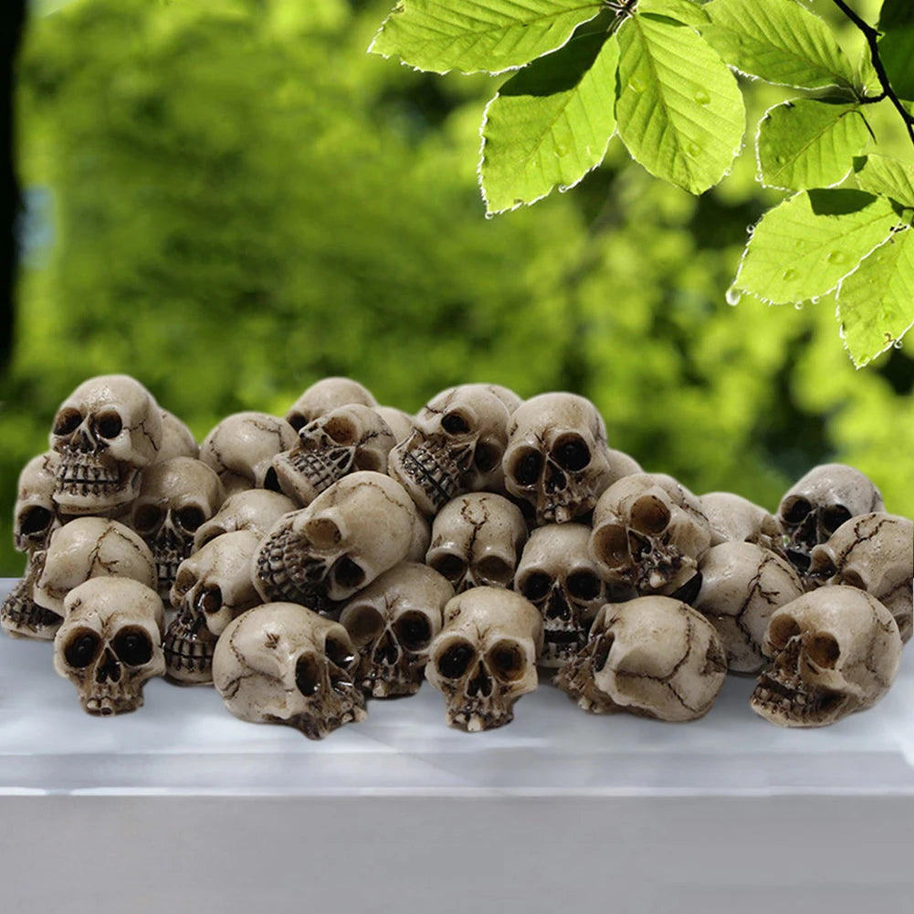20-Piece Mini Resin Skull Figures, Halloween Gothic Decor for Fairy Gardens and Crafts