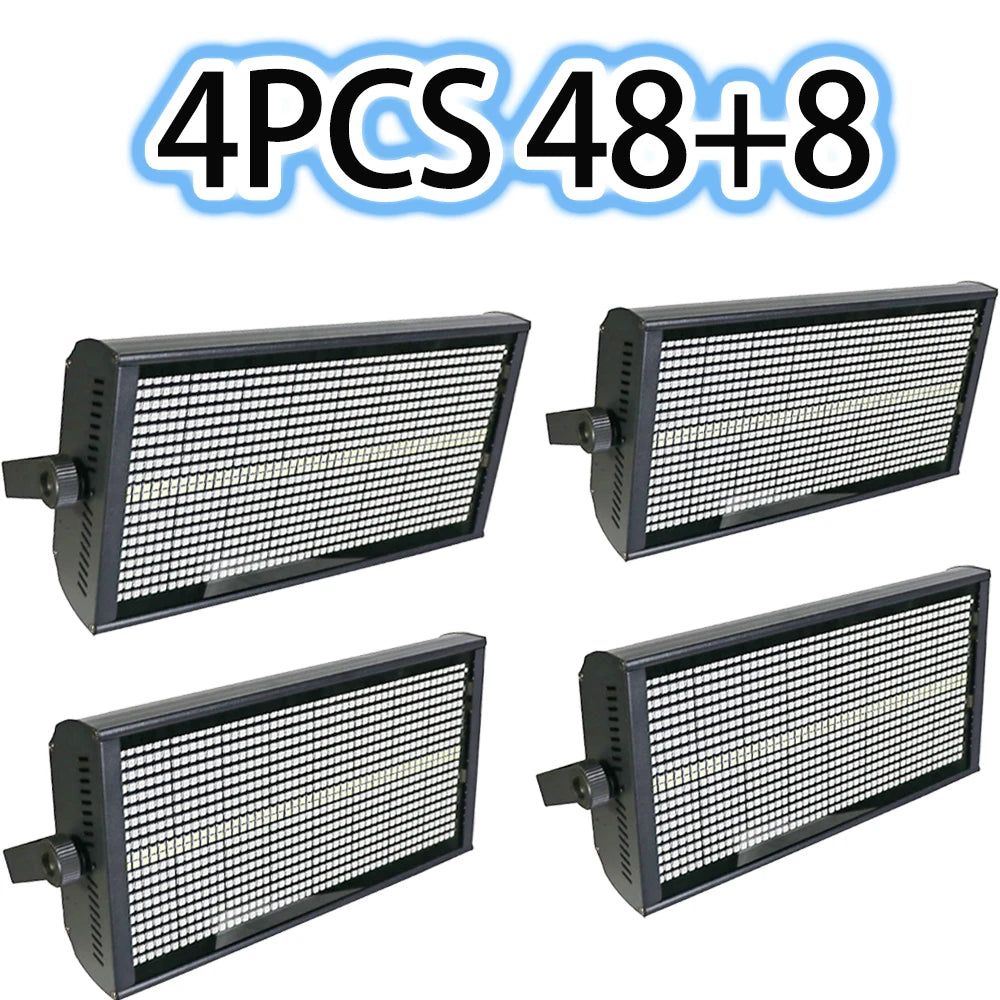 1/4PCS 200W 48+8Segmente Strobe LED 864RGB+96White LED Strobe Voice Control DMX Super Bright DJ Disco Wish Bar Party Stage Light