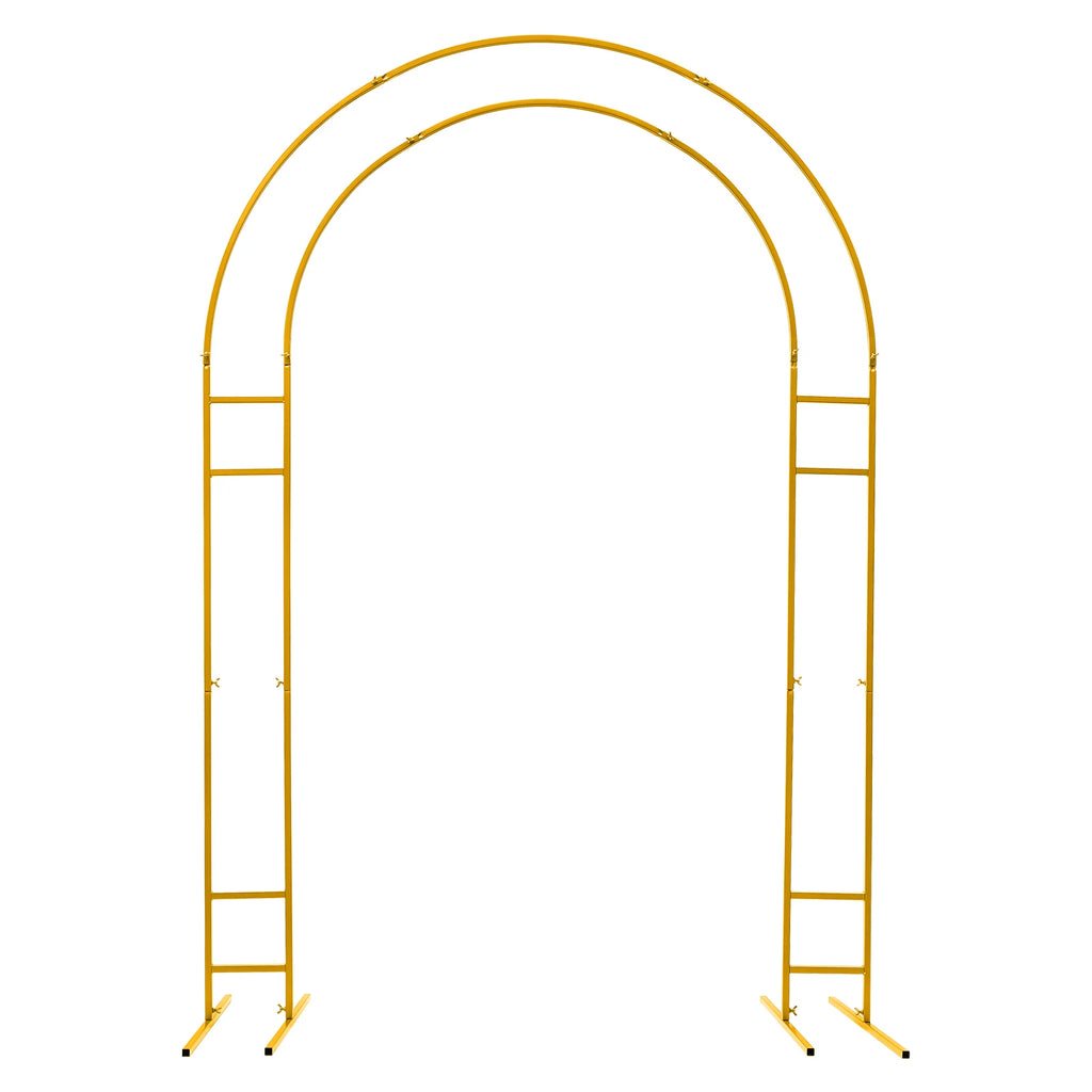 Gold Round Arch Backdrop Stand 2.2m Large Wedding Party Decor with Double Tube for Flowers Balloons Heavy Duty Steel Frame
