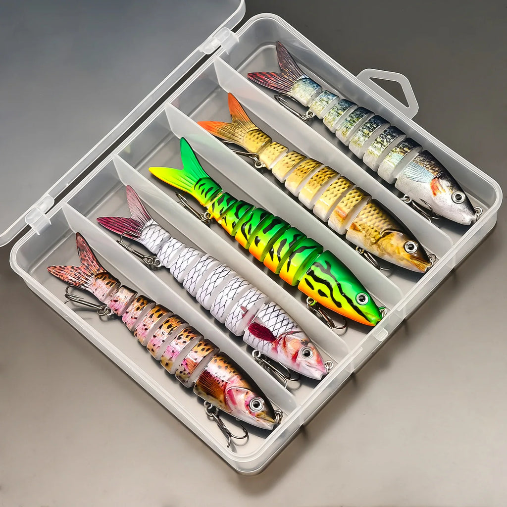 5-Piece Jointed Swimbait Fishing Lures, Realistic Sinking Multi-Section Hard Baits